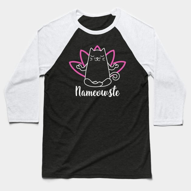 Namaste Humor. Yoga Cat. Baseball T-Shirt by KsuAnn